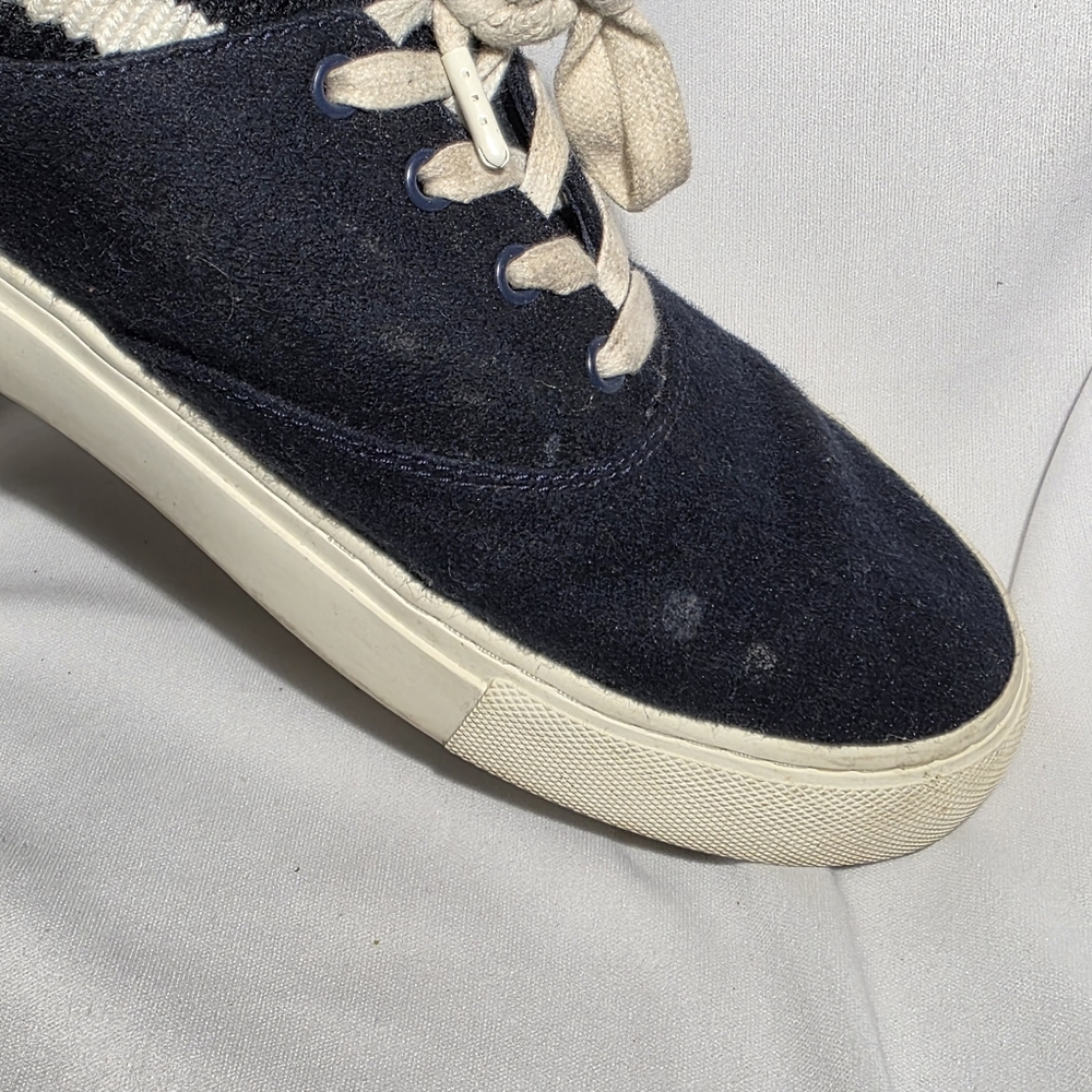 Tory Burch Sport "All Love" Navy and White Suede Mid‎ Top Sneakers Womens Size 9 - Picture 7 of 11